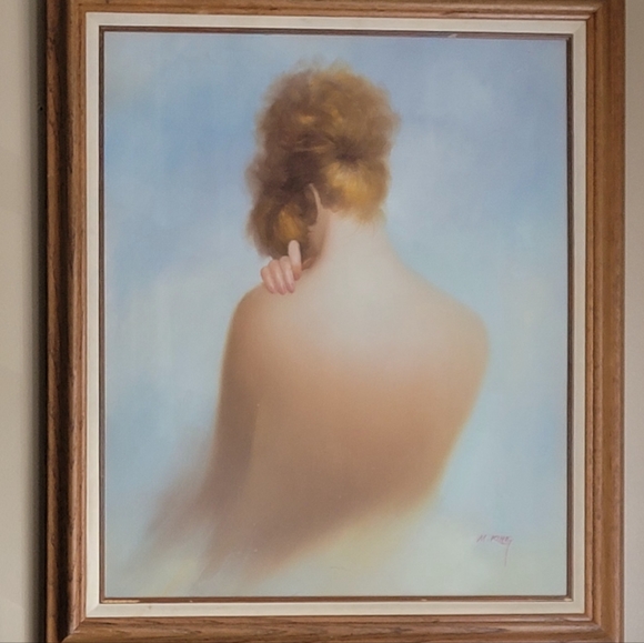 BEAUTIFUL VINTAGE 25X29 " FRAMED OIL ON CANVAS PAINTING SIGNED BY M. KING - Picture 4 of 14